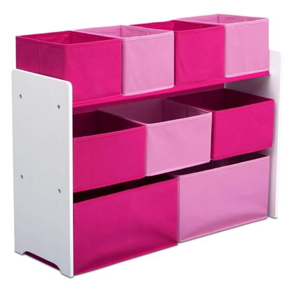 Children Deluxe Multi-Bin Toy Organizer with Storage Bins, White/Pink - Picture 1 of 7